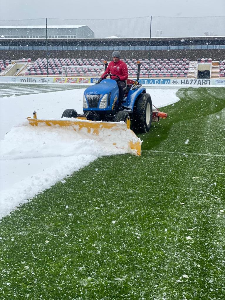 Gabala City Stadium is being cleared of snow  PHOTO  VIDEO
