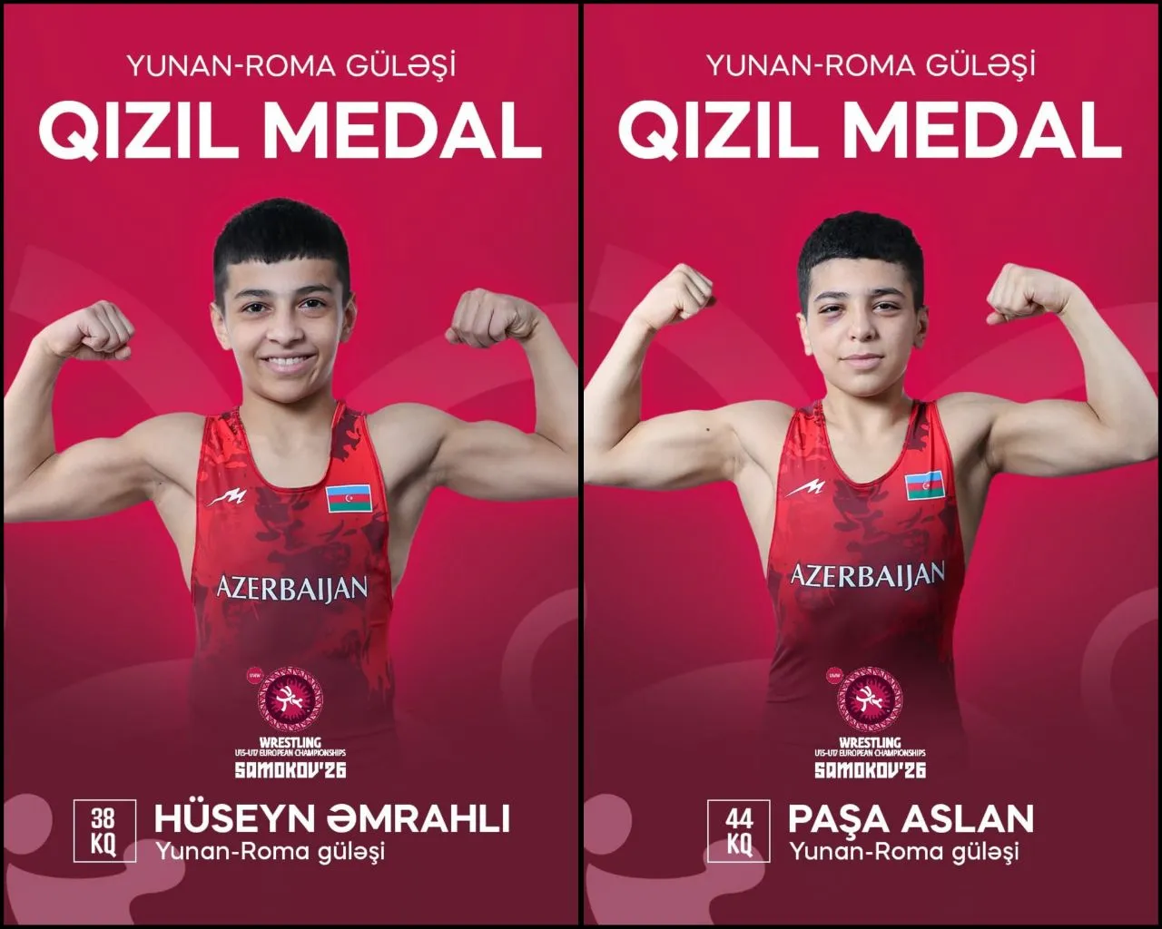 İki yeniyetmə güləşçimiz Avropa çempionu olub